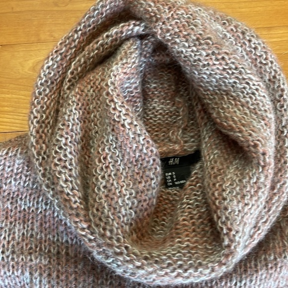 H&M Super soft knit cowl turtleneck sweater pink white grey lightweight - Picture 4 of 5